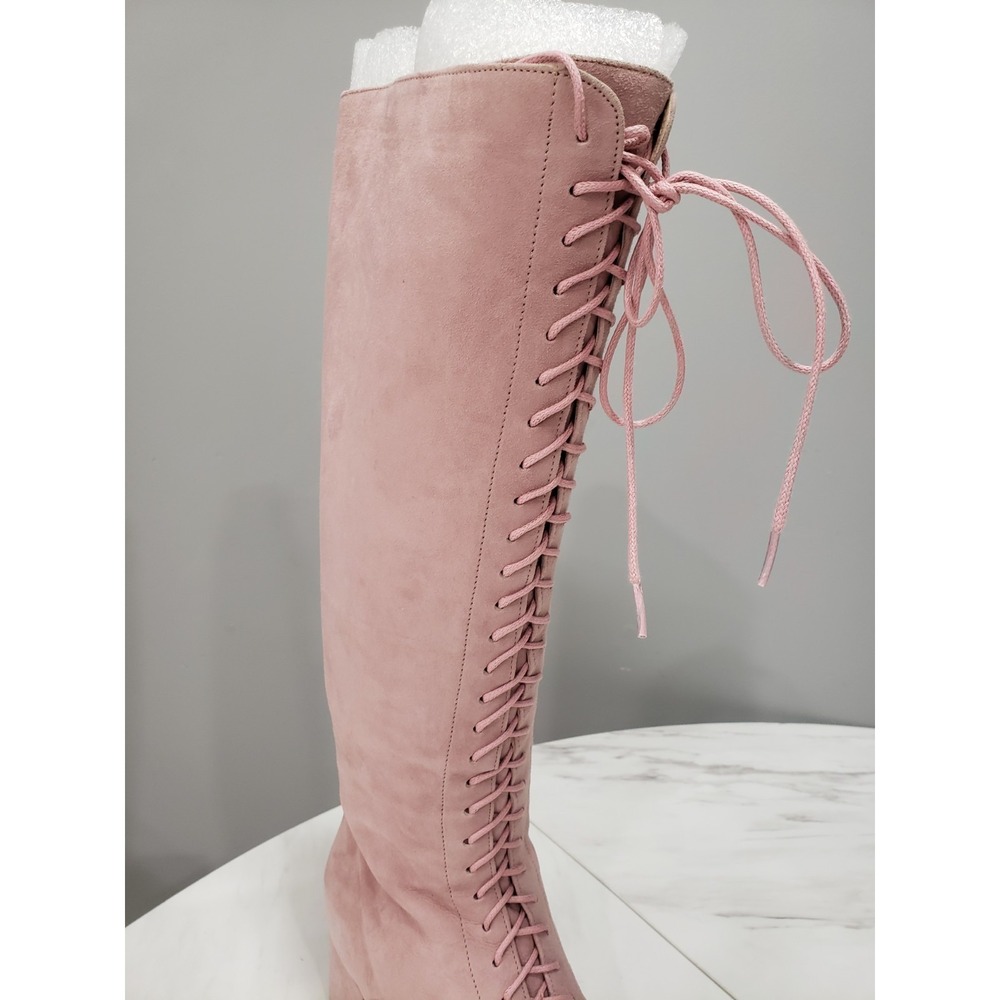 Kate Spade LAKE Knee High Boots Prairie Lace & Zip Up Rose Pink Size 9.5 - Picture 6 of 9